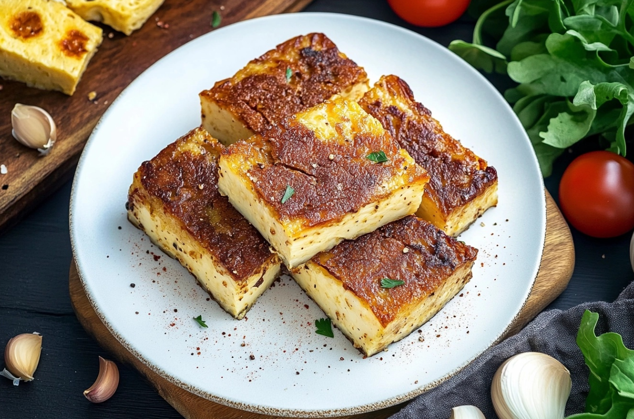 Sopa paraguaya recién horneada con una textura esponjosa y dorada